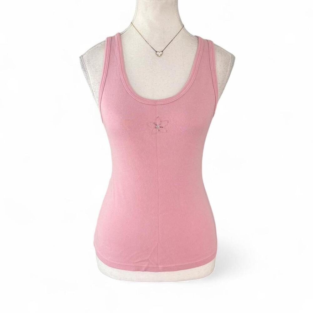 Express 2000s Y2K Baby pink tank top small floral embroidery on the chest size M